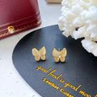 Butterfly Faux Crystal Earring 1 Pair - Silver Earrings - Gold - One Size
