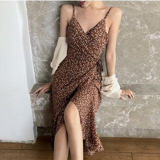 Floral Print Spaghetti Strap Dress / Cardigan