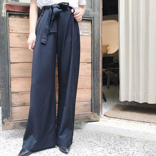 Wide Leg Pants With Sash