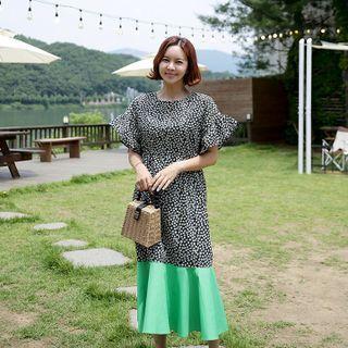 Floral Print Color-block Dress