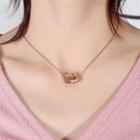 Stainless Steel Geometric Pendant Necklace 1644 - Necklace - Rose Gold Plating - One Size