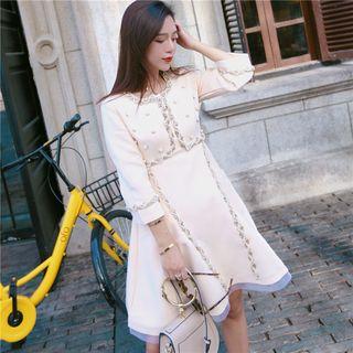 Beaded Trim A-line Dress