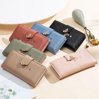 Faux Leather Butterfly Long Wallet