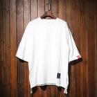 Elbow-sleeve Letter Strap T-shirt