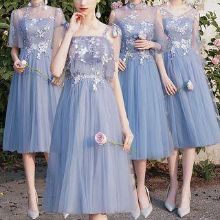 Embellished Chiffon A-line Evening Gown / Midi Dress