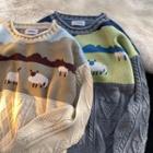 Sheep Jacquard Cable Knit Sweater