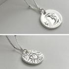Moon & Star Pendant Sterling Silver Necklace Silver - One Size