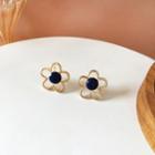 Floral Sterling Silver Ear Stud 1 Pair - Gold - One Size