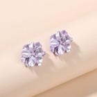 3d Flower Ear Stud 1 Pair - Purple - One Size
