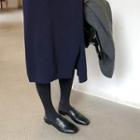Wool Blend Vest Dress With Tie-belt Navy Blue - One Size