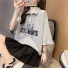 Elbow-sleeve Printed Pocket Shirt