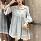 Short Sleeve Color-block Mini Dress