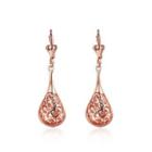 Simple Plated Rose Gold Water Drop Shaped Pierced Earrings Rose Gold - One Size