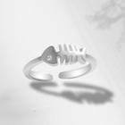 925 Sterling Silver Fish Bone Open Ring Ring - Fishs Bone - One Size
