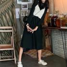 Long-sleeve Midi A-line Dress / Camisole Top / Set