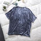 Velvet Short-sleeve T-shirt Blue - One Size