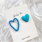 Heart Earring 1 Pair - Blue - One Size