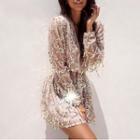Long-sleeve Sequined Minidress