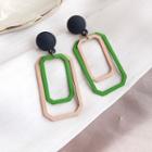 Non-matching Alloy Rectangle Dangle Earring 1 Pair - As Shown In Figure - One Size