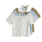 Short Sleeve Keyhole Halter T-shirt