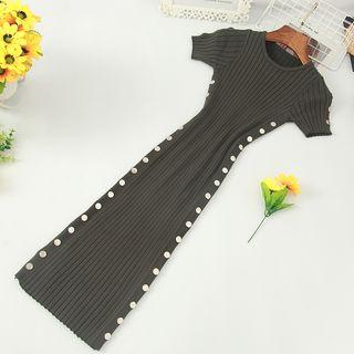 Short-sleeve Knit Maxi Sheath Dress