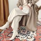 Band-waist Wide Herringbone Pants