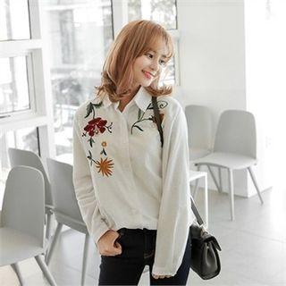 Floral Embroidered Cotton Shirt