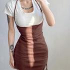 Halter Plain Mini Overall Dress
