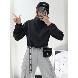Lightweight Half-zip Drawstring Crop Windbreaker