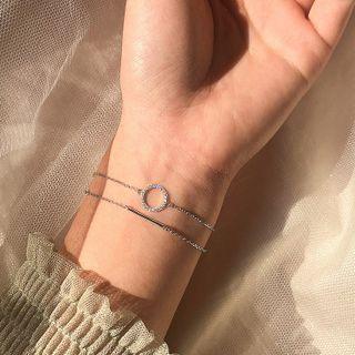 Geometric Layered Sterling Silver Bracelet Silver - One Size