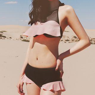 Two-tone Mesh Panel Bikini