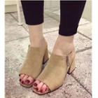 Block Heel Faux Suede Sandals