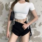 Drawstring Cropped T-shirt / Sweatshorts