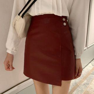 Faux Leather Mini Straight-fit Skirt