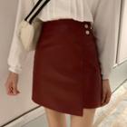 Faux Leather Mini Straight-fit Skirt