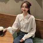 Long-sleeve Tie Neck Loose Fit Shirt
