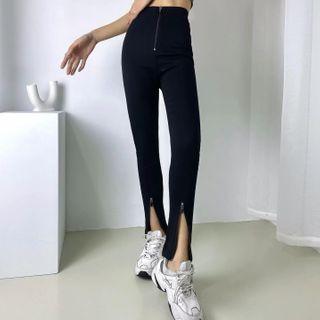 High-waist Front-slit Pants