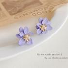 Flower Faux Pearl Sterling Silver Earring E4314 - 1 Pair - Purple - One Size