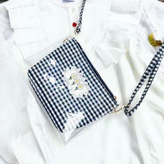 Pvc Crossbody Bag With Gingham Pouch