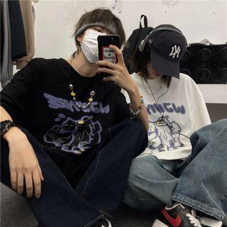 Couple Matching Short-sleeve Round Neck Bear Print T-shirt