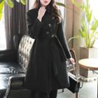 Diagonal-buttoned Belted Coat