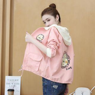 Lion Print Hooded Zip Jacket