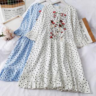 Embroidered Dotted Loose Dress