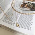 925 Sterling Silver Layer Necklace L214 - 2 Layer - Bead - Gold - One Size