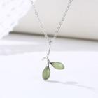 Leaf Gemstone Pendant Sterling Silver Necklace Silver - One Size