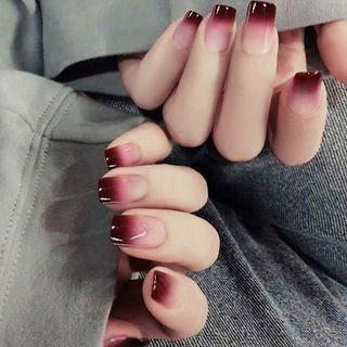 Gradient Faux Nail Tips S54 - Gradient - Pink & Dark Red - One Size