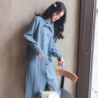 Buttoned Sweater Midi Dress