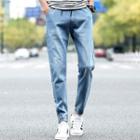 Cropped Gather-cuff Slim-fit Jeans