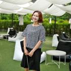 Drawcord Polka-dot Blouse Black - One Size