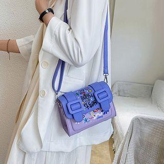 Faux Leather Cartoon Print Buckled Crossbody Bag